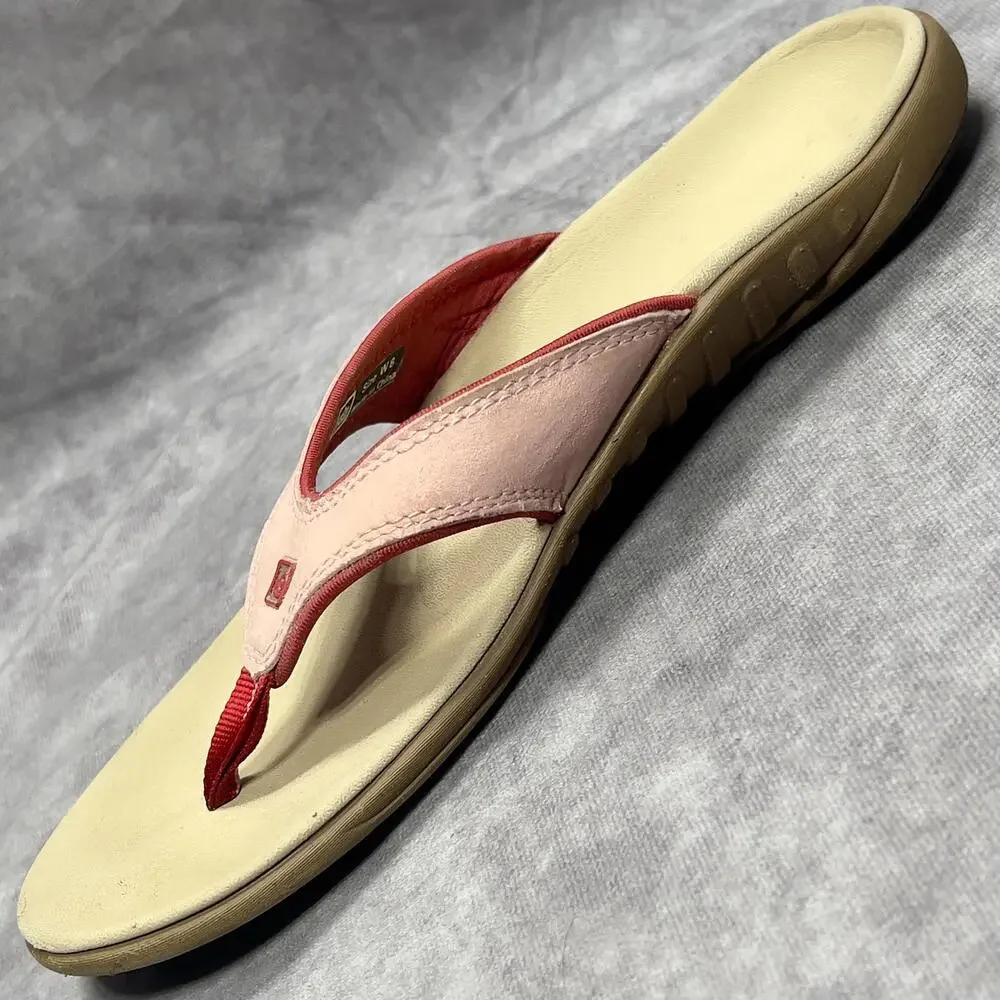 Spenco Sandals Womens 8 Pink Yumi Faux Leather Thong Arch Support Comfort